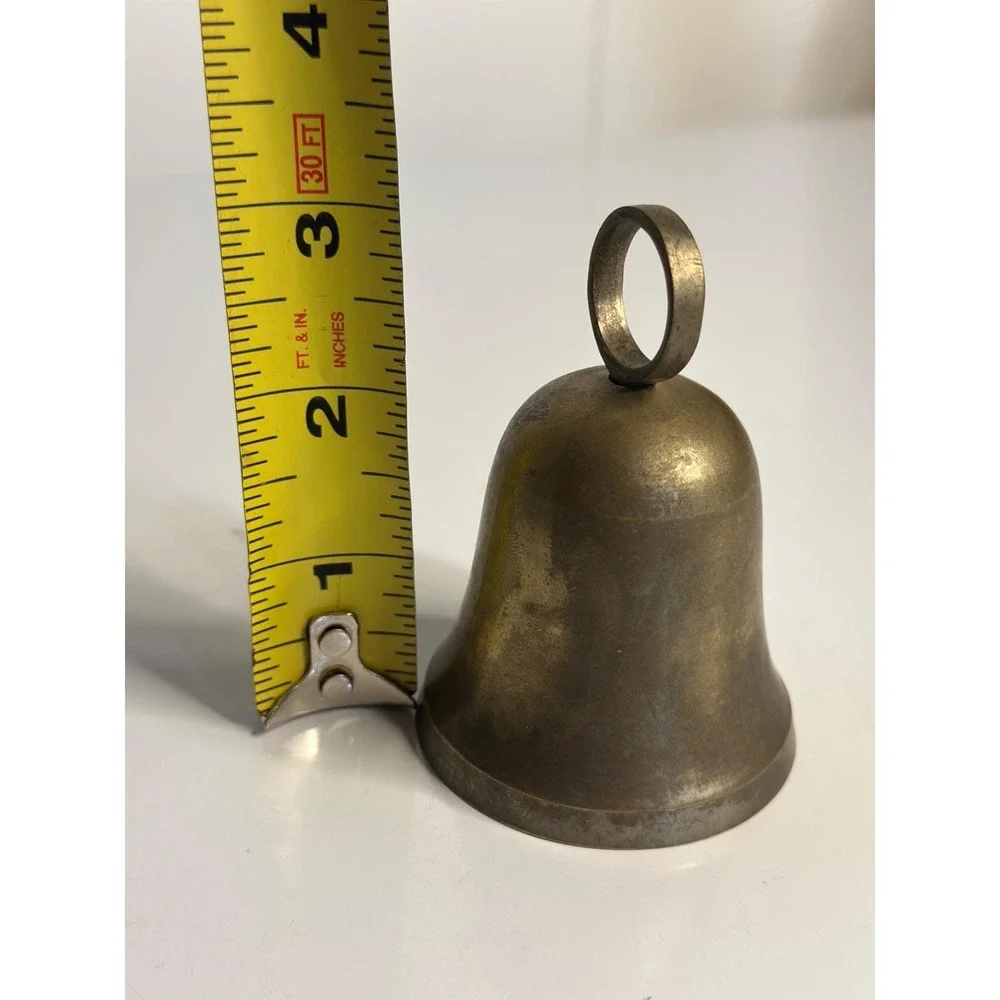 VTG 1990 Silver-Plated Brass Hand Bell‎ Engraved Christmas Mantel Décor 3